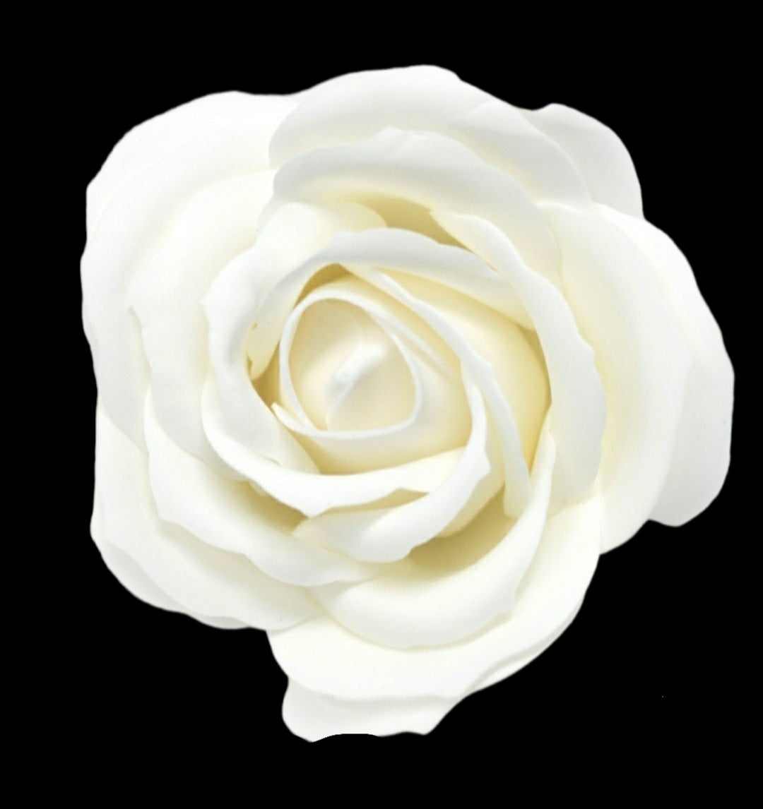 24 WHITE ROSE HEADS LARGE SIZE FLOWER Soap Bouquet Box