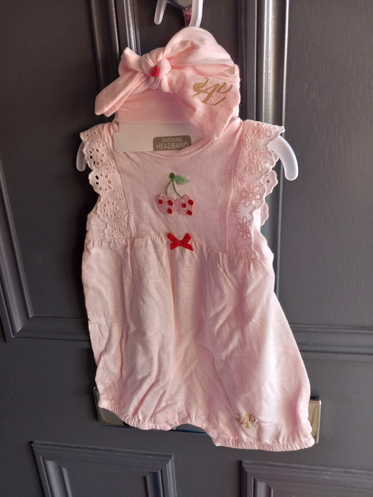 6-9 MTHS BABY PINK  DESIGNER ROMPER SET KIDS