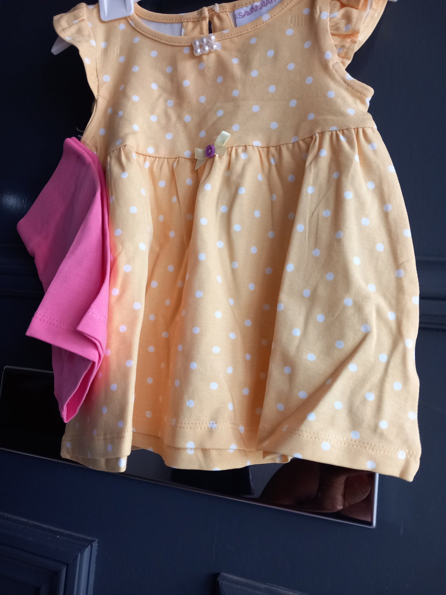 BABY POLKADOT WITH FAUX PEARL FRONT DETAIL