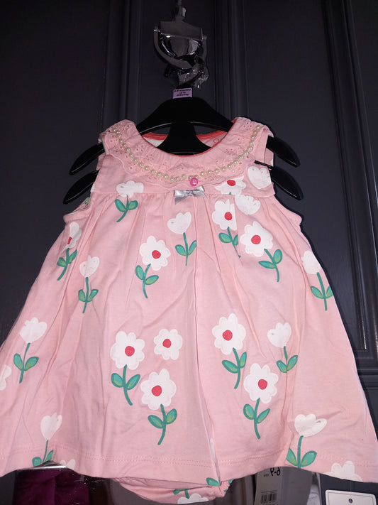 BABY PINK TRIM NECKLINE FLORAL