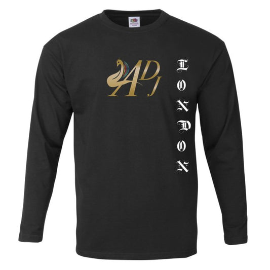 ADJ BLACK WITH GOLD MOTIF LONG SLEEVE TOP