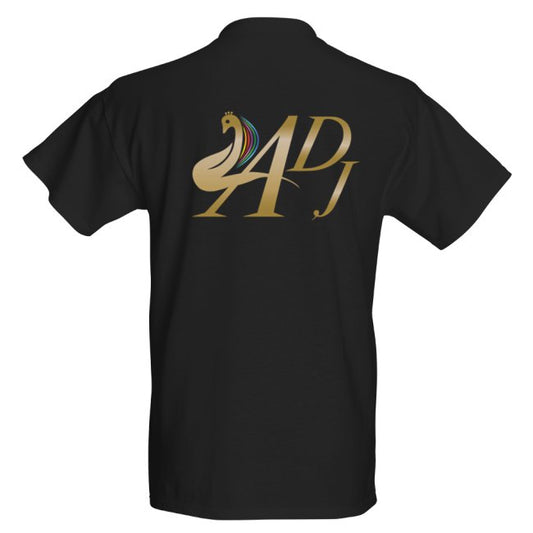 GOLD ON BLACK T SHIRT PLAIN BACK