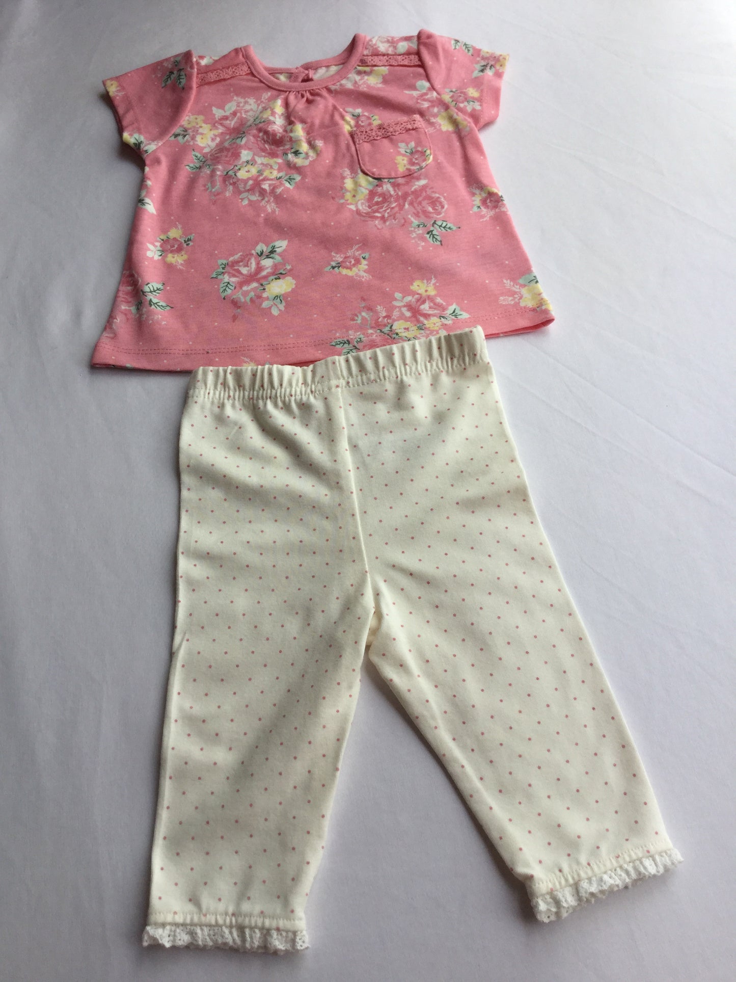 FLORAL TOP AND CREAM POLKA DOT KIDS